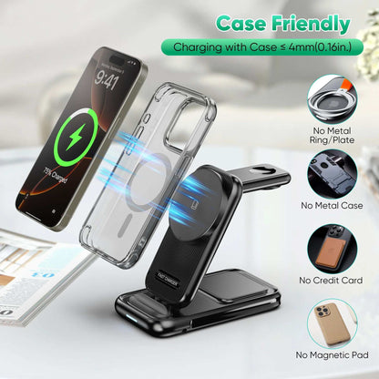 4-In-1 Wireless Charging Station for Iphone 16/15/14, Airpods, Apple Watch & Samsung Watch - Includes 30W Fast Charger (Black)