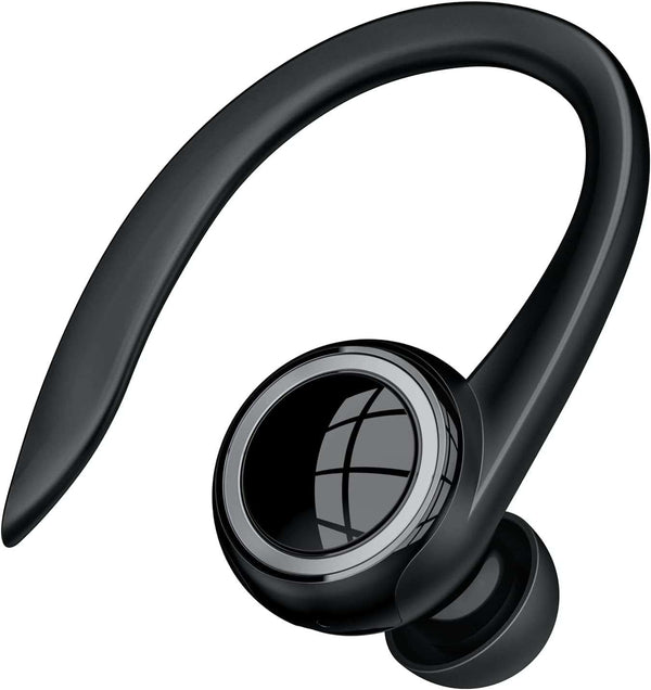 Bluetooth 5.2 Headset, Single Ear Earpiece Earphone with Mic, Hook, Noise Cancelling Headset for Business, Trucker, Driver, Wireless Bone Conduction Headphone with Ear Caps (S/M/L) for Iphone Android
