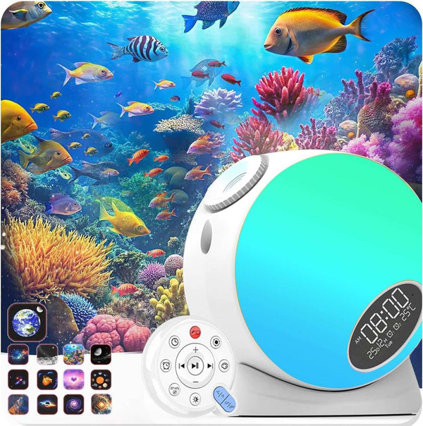 Galaxy Projector, Planetarium Star Projector,4K Replaceable 13 HD Galaxy Discs,Time and Temperature Display with White Noise,For Bedroom Night Light Kids,Party,Birthday Gifts