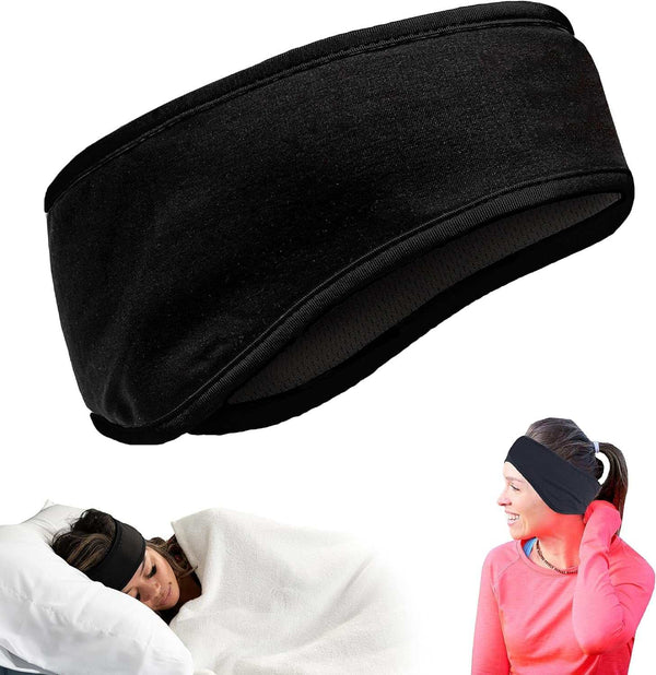 Sleep Headphones - Wireless over Ear Headphones from Ultra Thin Cool Mesh Chordless Head Phones for Side Sleepers, Meditation, Running, Laptop, and Phone - Black Lycra