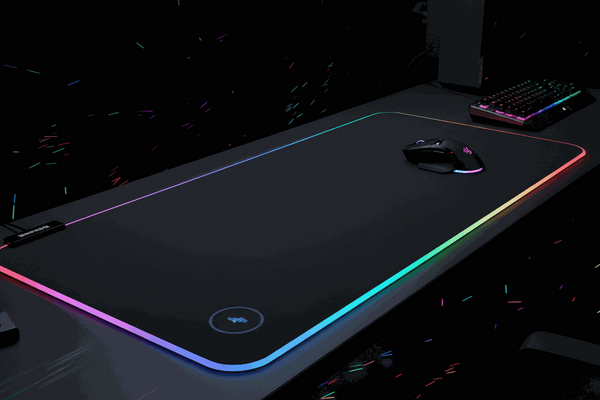 RGB gaming wireless charging mouse pad with 15W fast charging and customizable RGB LED lighting